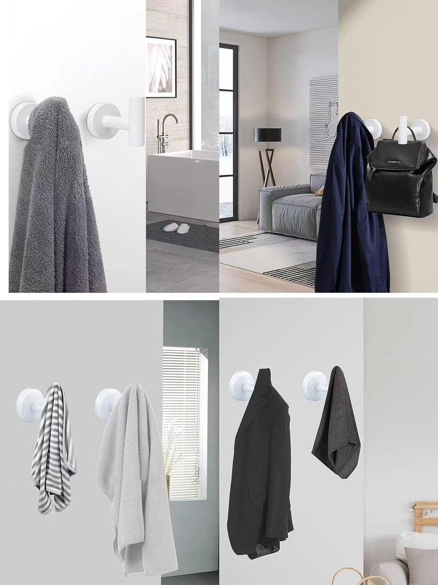 2 pieces - Towel hook - Hanging hooks - Hanging hooks - Bathroom towel hooks - Key hook - Clothes hook - Hat hook - Wall hooks - stainless steel hook - with screws - for bathroom, kitchen, garage, home, hotel, office - 5.5*6 cm - white