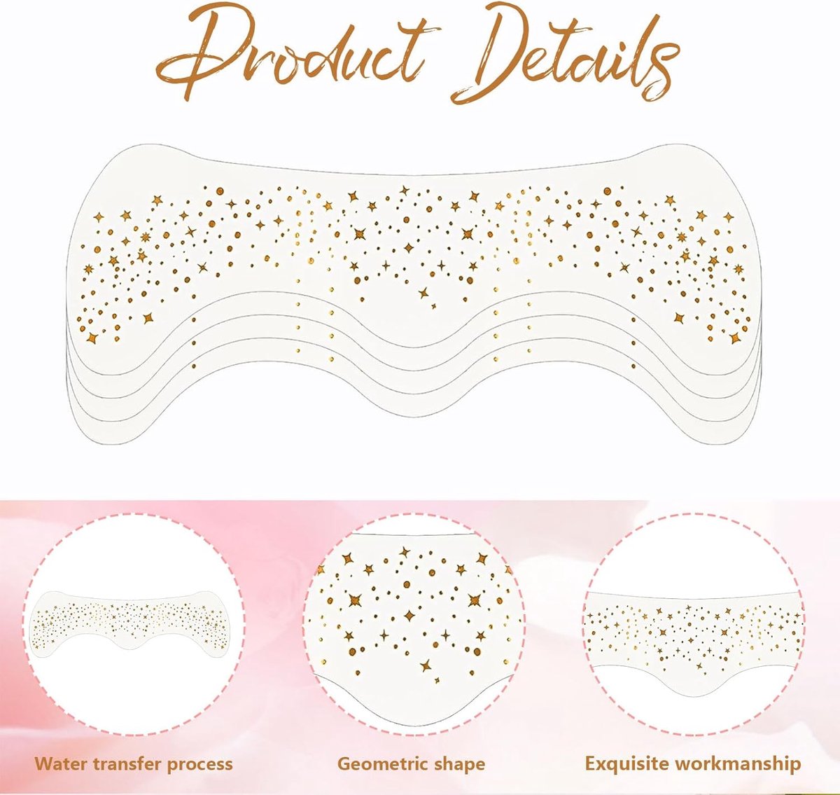 10 pieces - Temporary Glitter Face Tattoos - Glitter makeup stickers - Gold freckle face stickers - Self-adhesive Tattoos for Adults - Gold glitter freckle face stickers - Festival Glitters - Face stickers