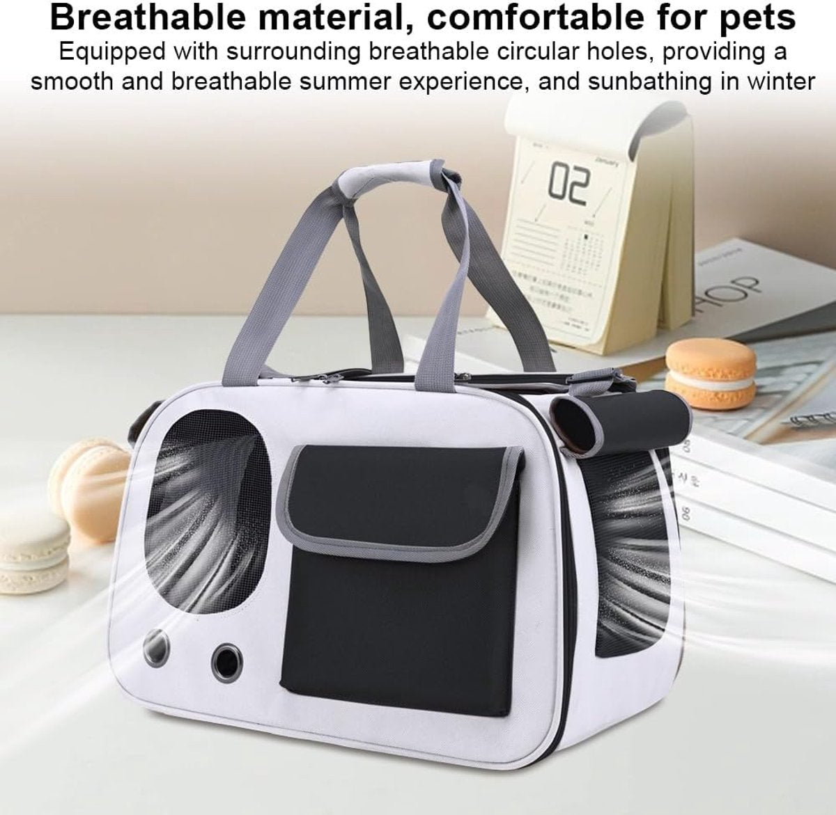 Cat and Dog Transport Bag - Travel Basket - Foldable Cat Transport Box - Cat Bag - Pet Carrier Bag with breathable holes and pockets - for medium-sized cats, small dogs - Dog Bag - 45 x 28 x 26 cm - Black