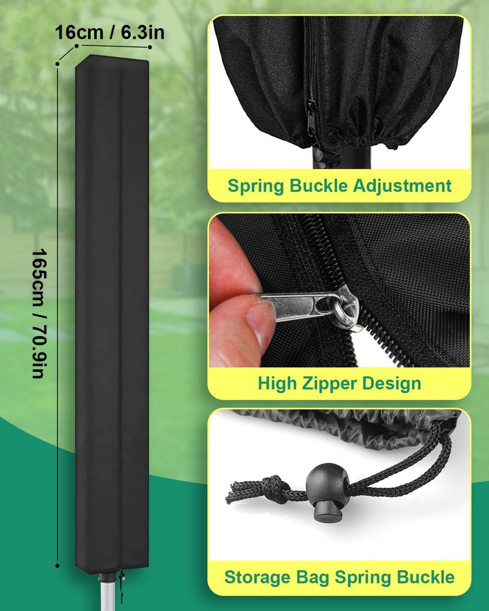 Dryer Cover - 2 Pieces - Rotating Clothesline Cover Waterproof Fabric - 165x16x16 cm - Universal Dryer Cover - Protective Cover - Heavy Duty Rotating Clothesline Cover with Zipper - Protective Weatherproof Parasol Cover for Garden Dryer and Drying Rack