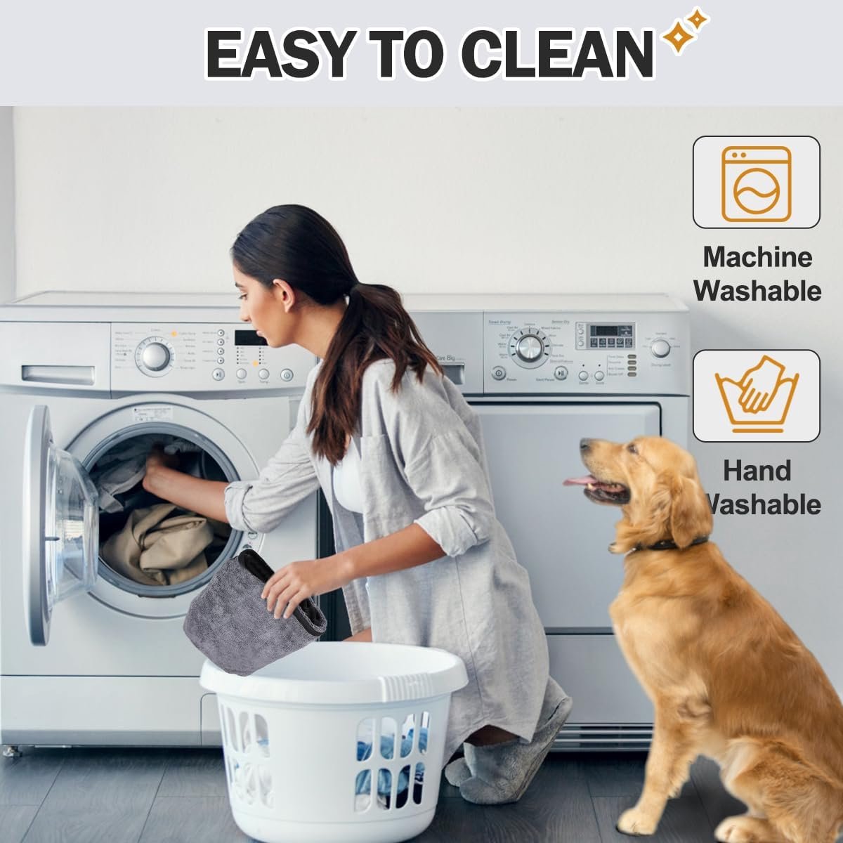 Dog bathrobe - Pet bath towel - Bathrobes for pets - Dog drying coat Bath towel - Dog towel - super absorbent dog towel - with Velcro - adjustable - for large, medium, small dogs - chest circumference 55 cm - grey - XS