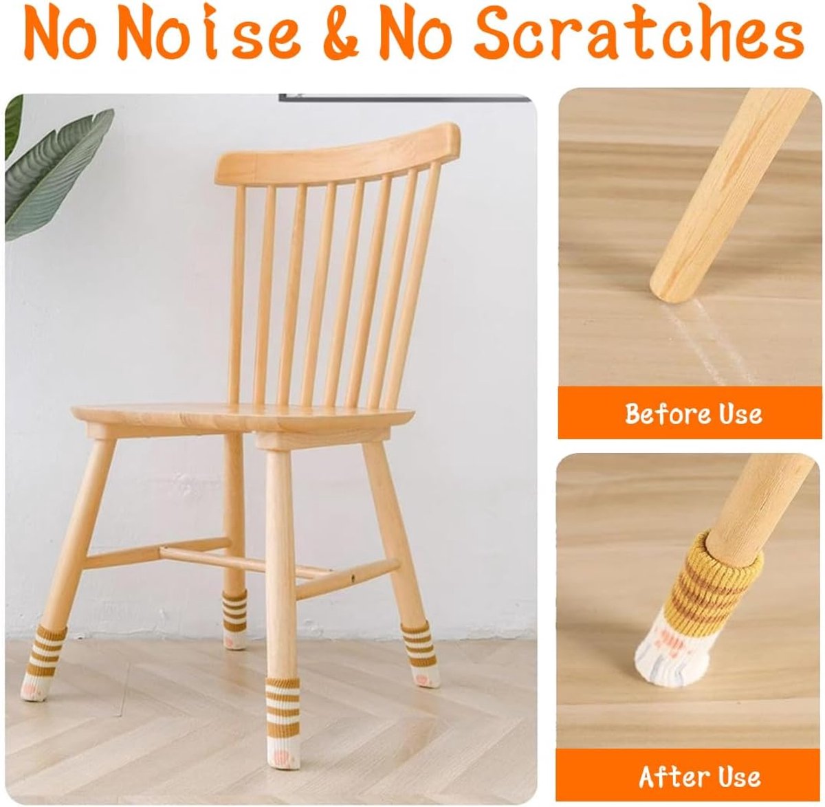 24 pieces - Furniture socks - Chair leg protectors - Floor protectors - Chair leg socks - Chair leg caps - cat paw chair socks - knitted non-slip chair leg floor protectors - sound-dampening furniture socks for hardwood floors - 6 sets