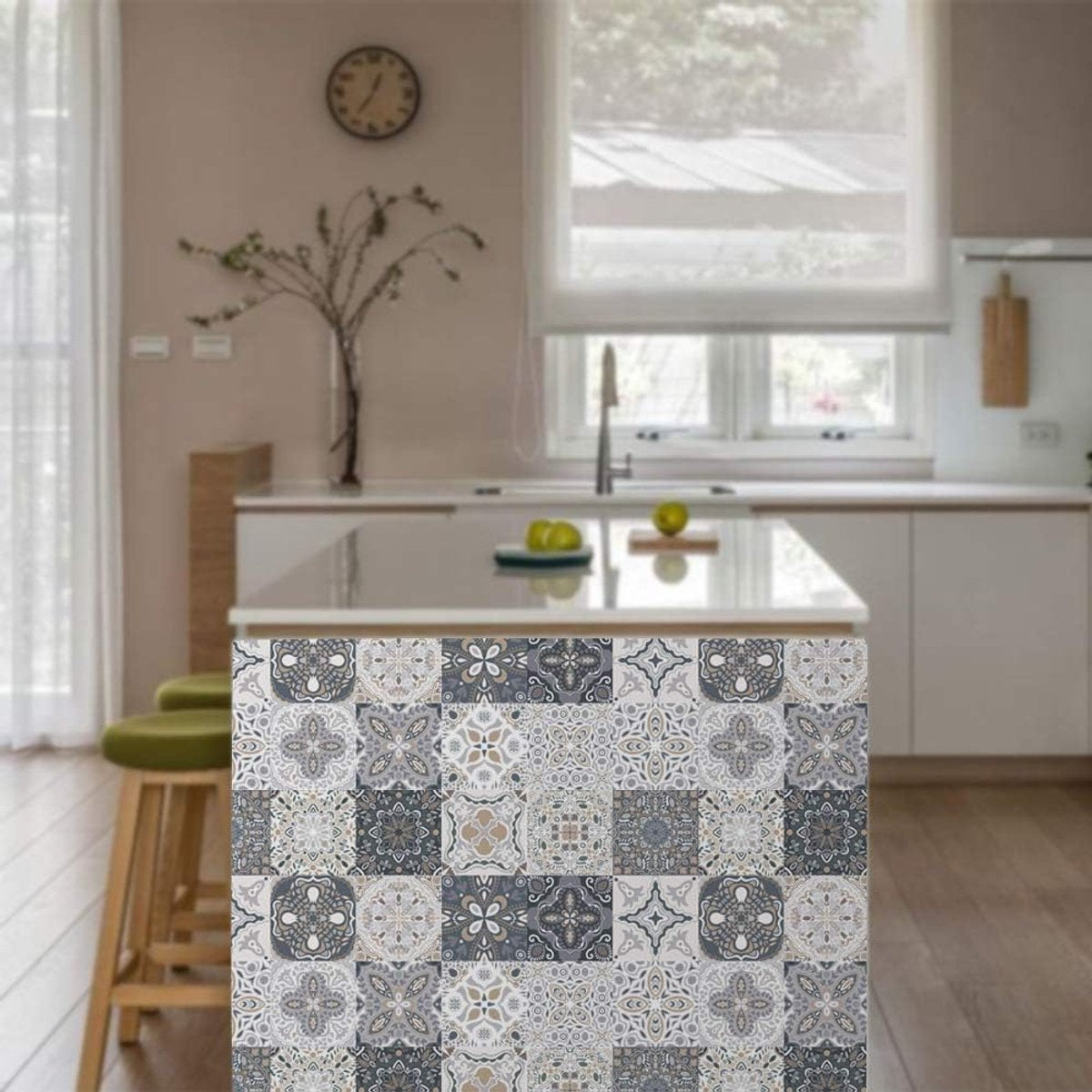 24 Pieces PVC Mosaic Tile Sticker - 10x10 cm - Adhesive Tiles - Moroccan Wall Tile - Waterproof Wallpaper - Decorative Film Furniture Film - Self-Adhesive Tiles - for Kitchen, Cabinet, Furniture, Table - Decorative Sticker Tiles - Adhesive Film Tile Stick