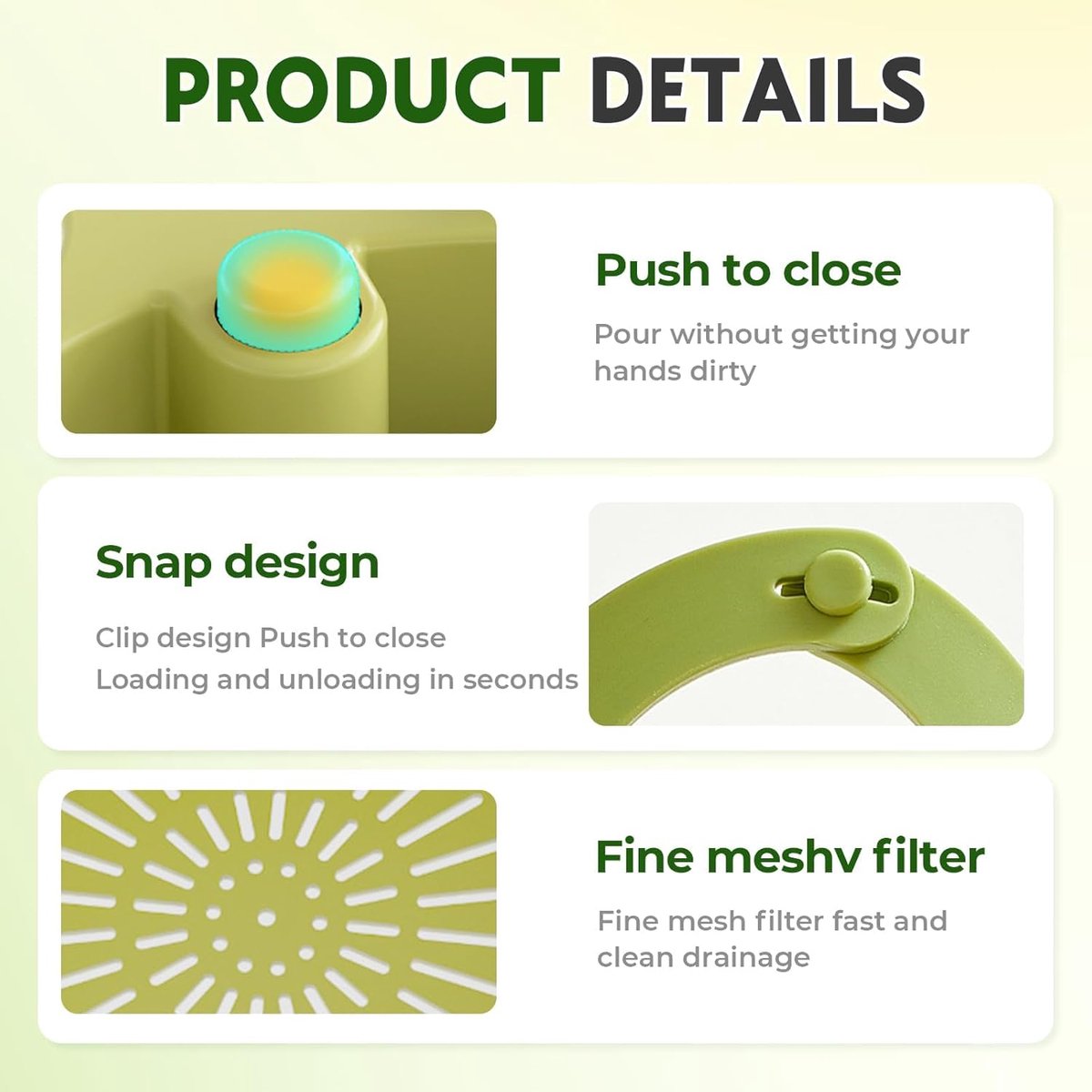 Drain Basket - Drain Filter - Sink Storage Holder - Faucet Hanging Strainer - Sink Drain Basket - Sink Strainer Basket - Sink Food Waste Collection Bin - Sink Trash Can - Plastic Kitchen Sink Strainer - Food Fruit Vegetable Drying Rack - Green