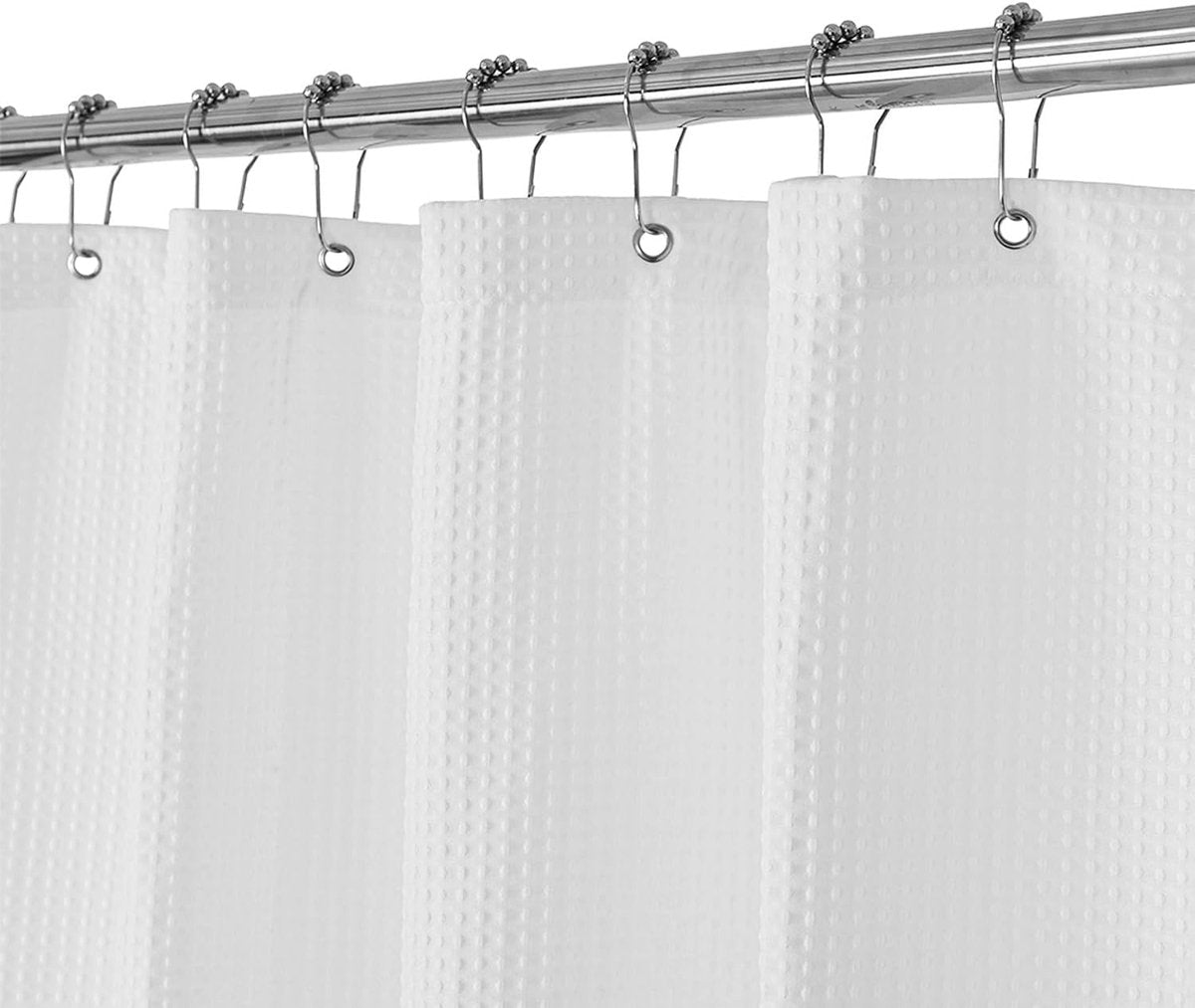Waffle Weave Shower Curtain - Shower Curtain - Window Curtain - Fabric shower curtain for bathroom - Raised fabric - Waterproof - Washable - Suitable for bathroom, bedroom - White - 150 × 180 CM