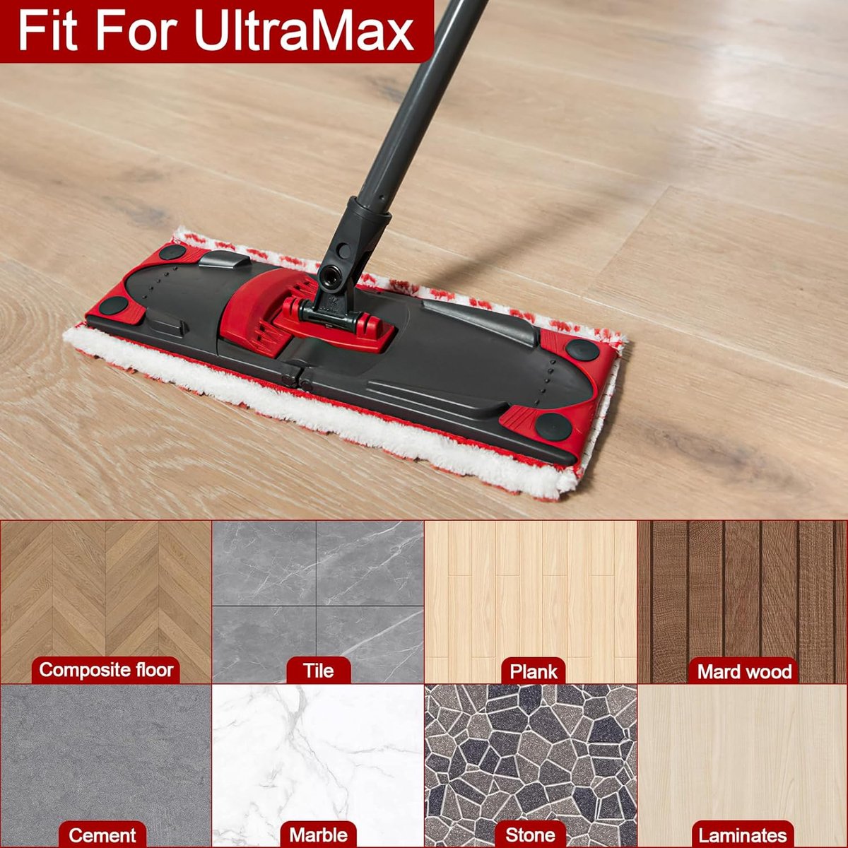 pack - microfiber cloths - Suitable for Vileda Ultramax Flatmop Replacement - For hard floors - mop head replacement - replacement microfiber mop heads - Machine washable - Reusable pad replacement - for deep cleaning - Stain removal