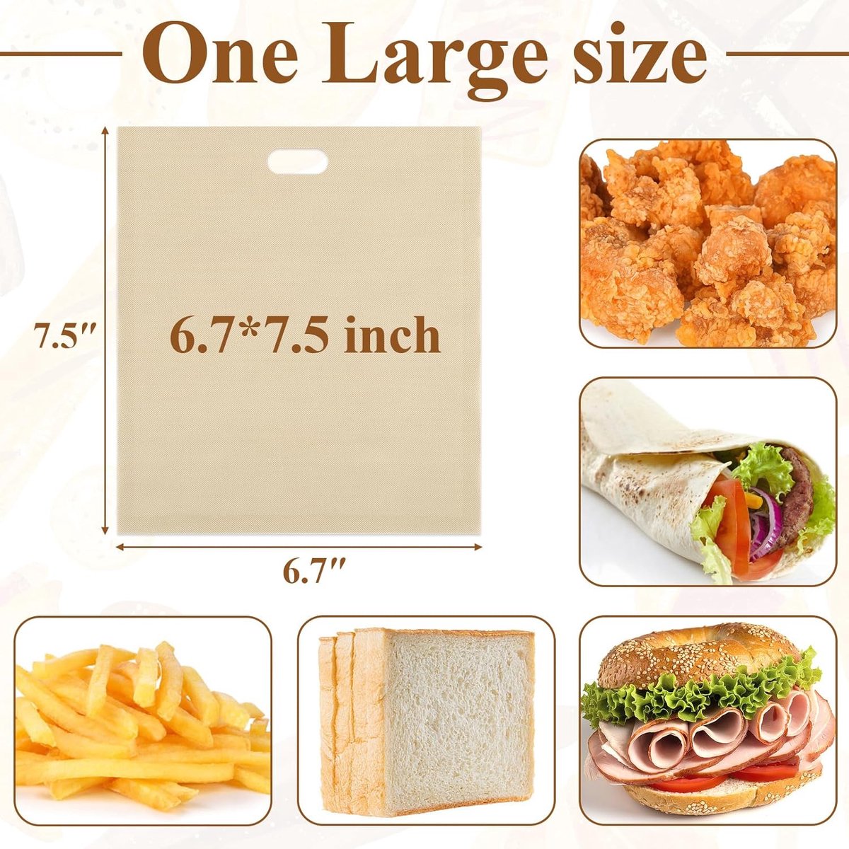 Sandwich Bag - 16 Pieces Sandwich Bags - Reusable Bread Bags - Food Storage Bread Bags - Breakfast Bag - Microwave Safe - Heat-Resistant Non-Stick Coating - For Toaster, Microwave - for Grill Cheese Sandwich Toast Panini Snacks