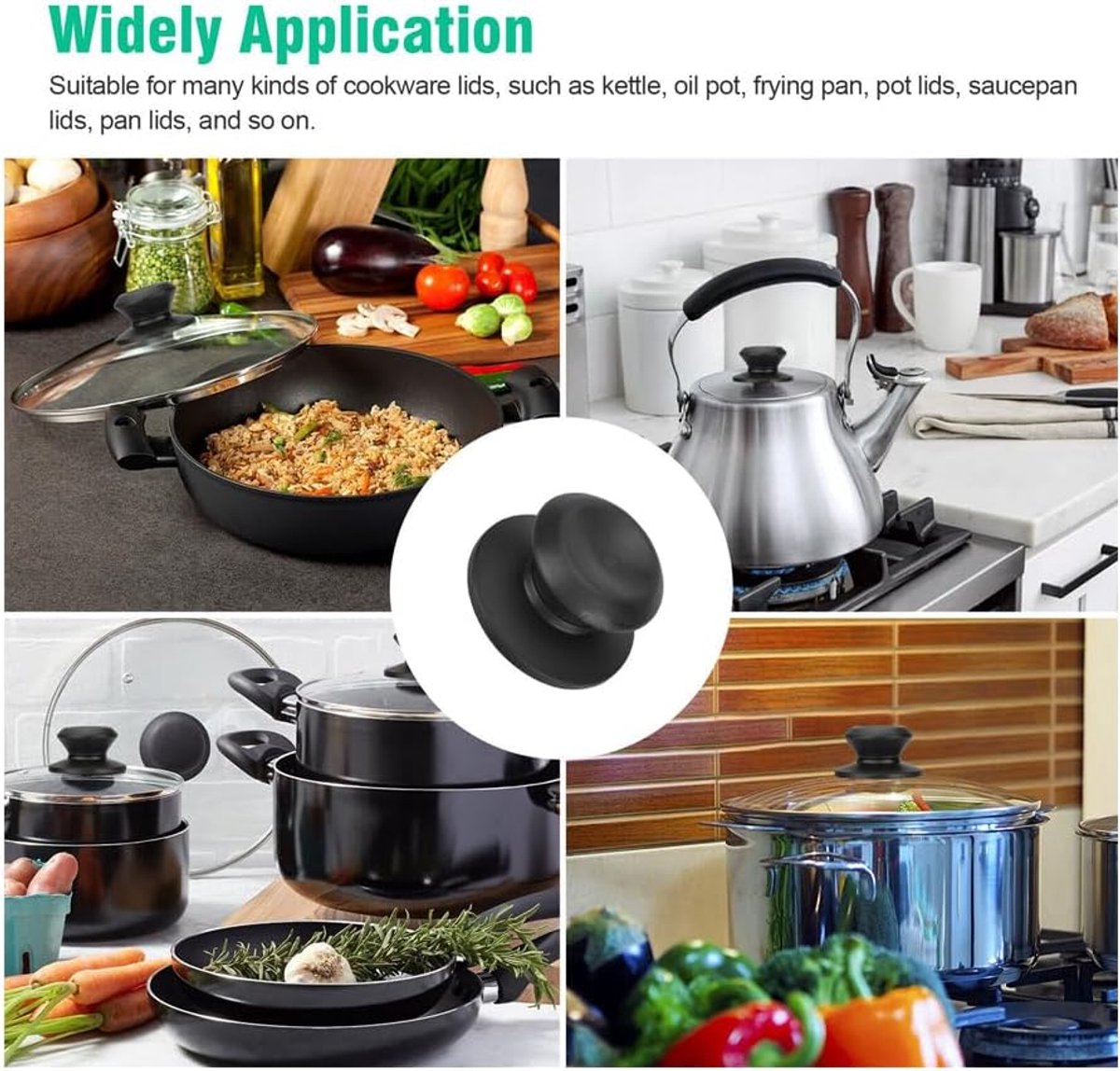 4 pieces - Pan lid knob - Lid knobs - Aperture 6-10 mm - Pot Lid Knob - Lid Handle - Lid Knob - Anti-burn knob - Replacement Handles - universal replacement lid knobs for pans - handle for kitchen cookware