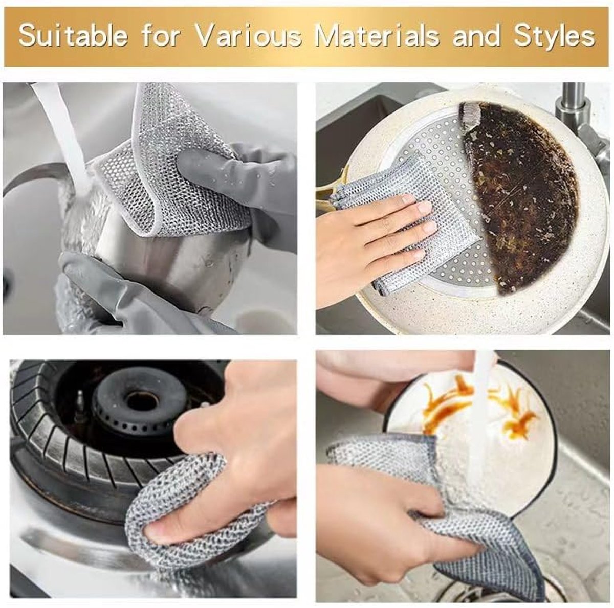 Multifunctional wire dishcloths (5 pieces) - Wire dishcloths - wire dishcloth - multifunctional anti-scratch dishcloths - Dishcloth - reusable anti-scratch - double-layer washable cleaning cloth - Window cloths - 20*20 cm