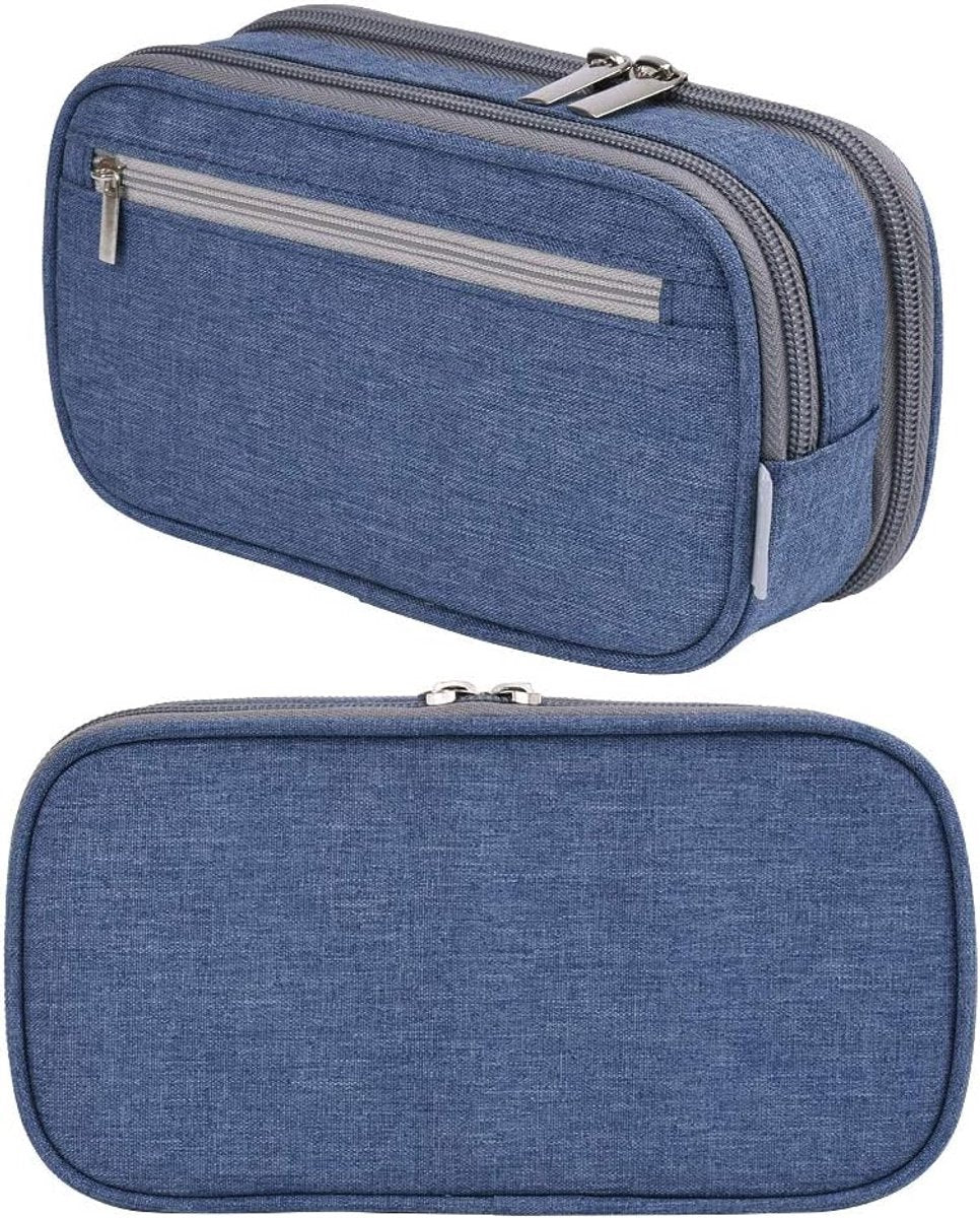 Large Pencil Case - Pencil Bag for Children and Adults - Large Case - Pencil Case - Storage Box - Desk Organizer - School Pencil Case - Multifunctional Pen Bag - Pencil Case - Pen Pocket - High Volume - for Boys and Girls - Blue