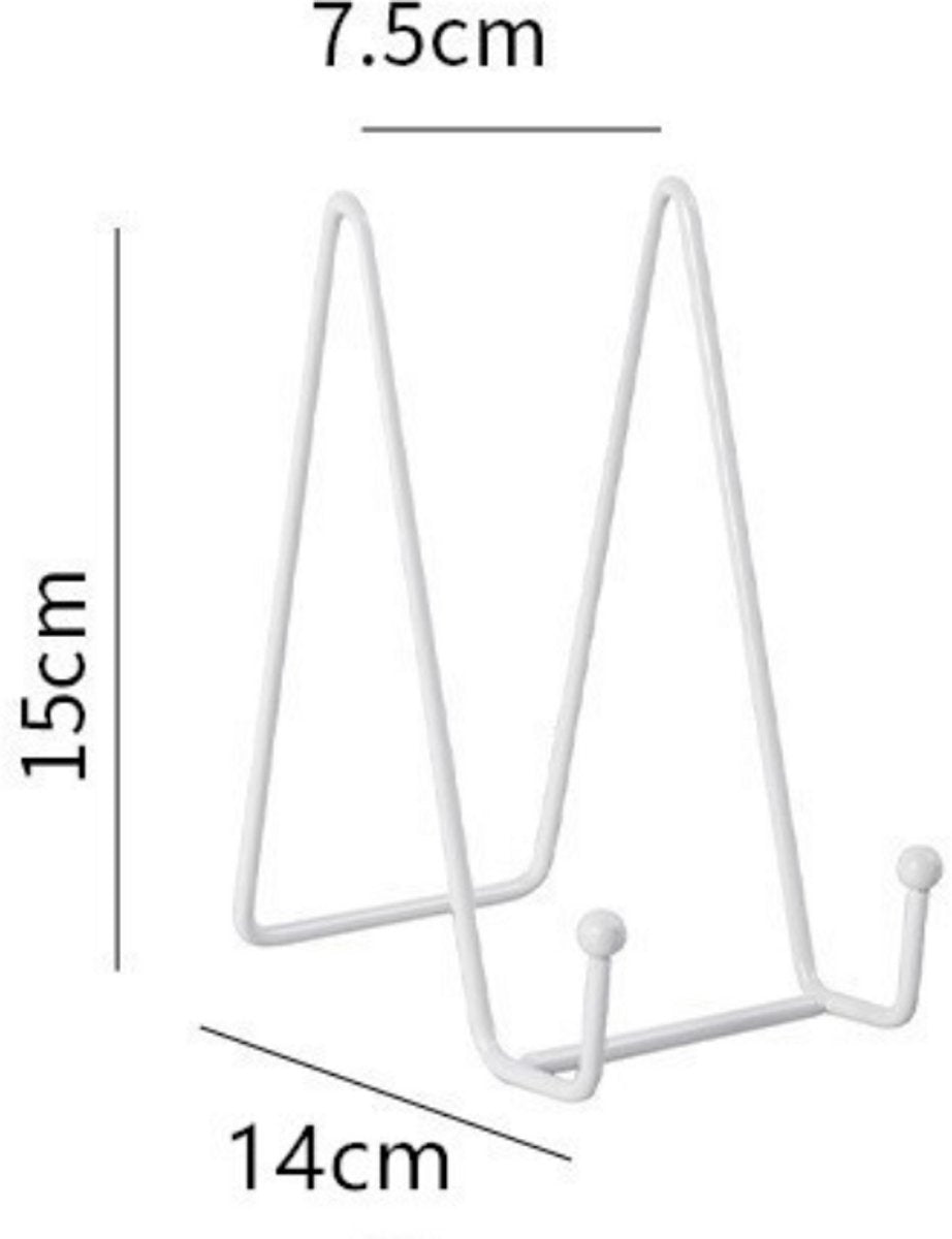 pieces - Plate stand - Display - Holder - Decorative plates - Books - Photo frame stand - Plates - Rack - Kitchen cabinet - Metal - white - 7.5*14 cm
