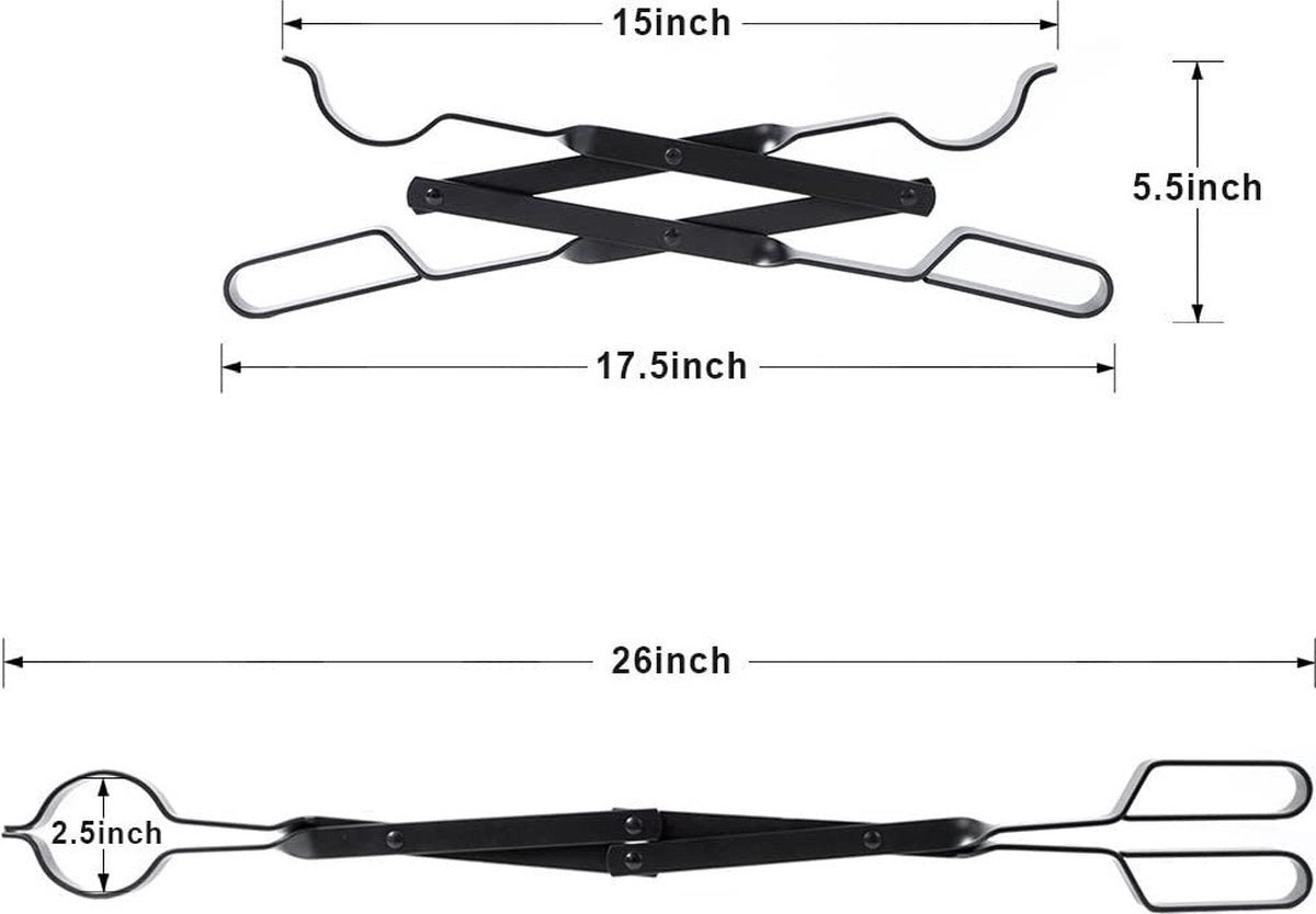 Fire Pit Tongs - Fire Pit Tongs - Fireplace Accessories - Fireplaces - Fire Pit Tool for Outdoor Indoor Camping - Wood Stoves - Fire Pits - Black - Steel - 26 Inch
