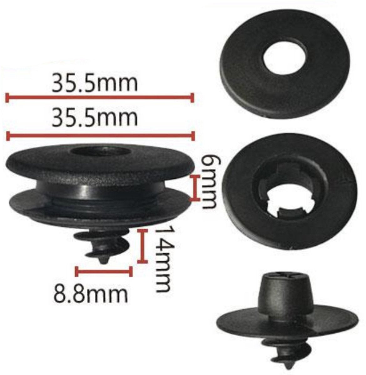 Car Floor Mat Fastening Clips - Pack of 10 - For Attaching Car Anti-Slip Mats - Car Mat Fastening Buckles - Black - Plastic - Universal - 3.55*2 cm - Suitable for Most Car Floor Mats