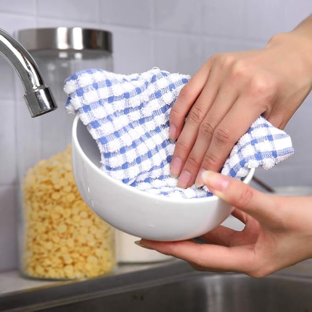 Dishcloth Set 8 Pieces - Dishcloth - Dishcloths - Cleaning Cloths - Microfiber Cleaning Cloths - 30x30cm - Cotton - Red*2+Yellow*2+Blue*2+Green*2