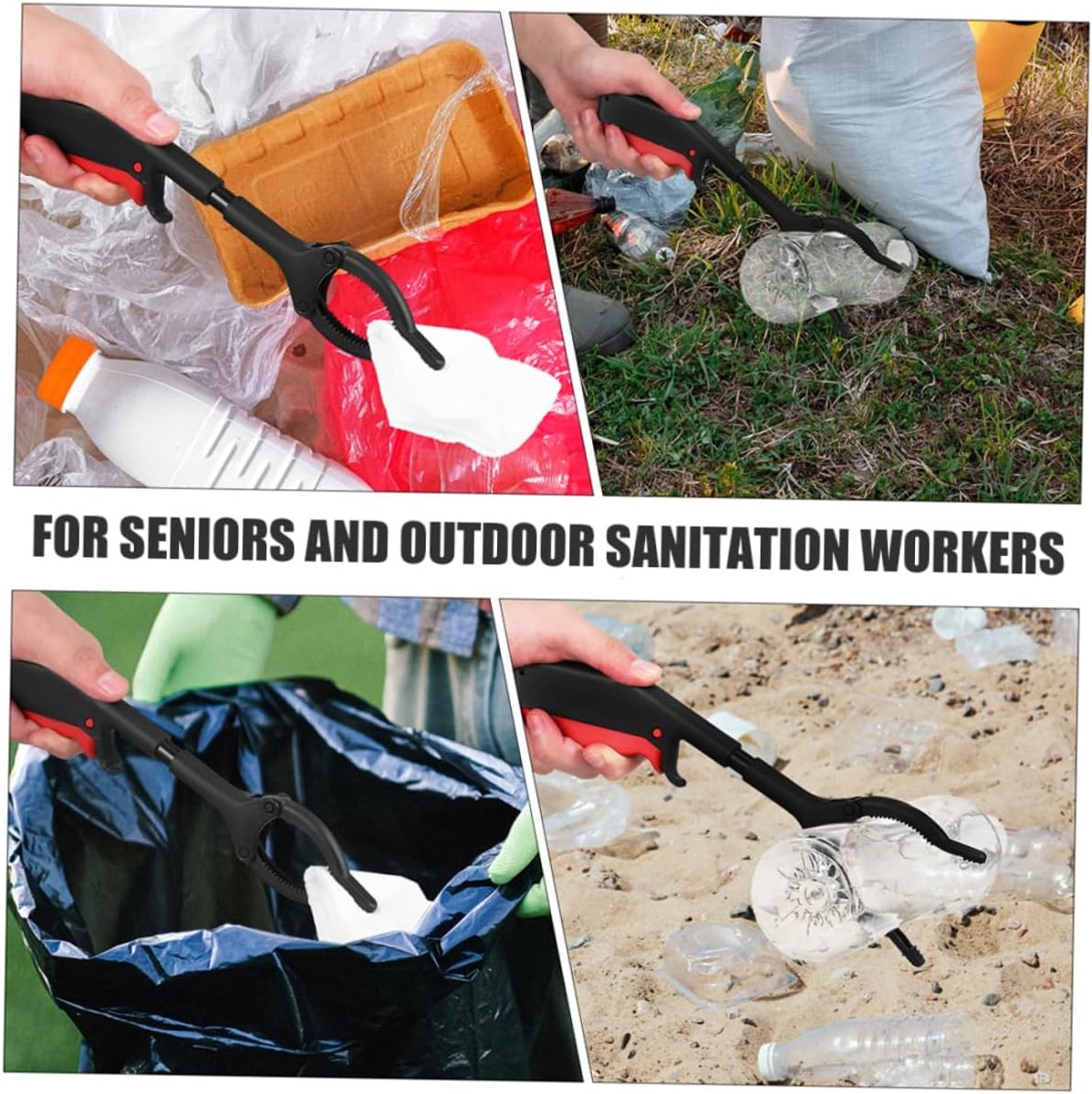 Litter Grabber - Litter Reachers - Pickers - Litter Grabber - Litter Grabber - Litter Grabbers - Litter Picker - Grab Aid - Gripper Extender - Litter Grabber - Black and Red - Plastic and Iron - 30cm - Not Scalable