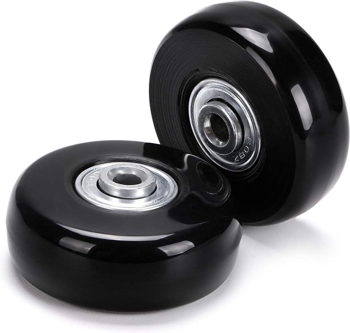 Set of 2 - Suitcase wheels - Replacement wheels for suitcases - Rubber casters - Bearings - Repair kits - 50mm x 18mm - Spare wheels - Suitcase - Casters - Luggage wheels - With screws - Wheels - Caster wheel - Suitcase wheels replacement set