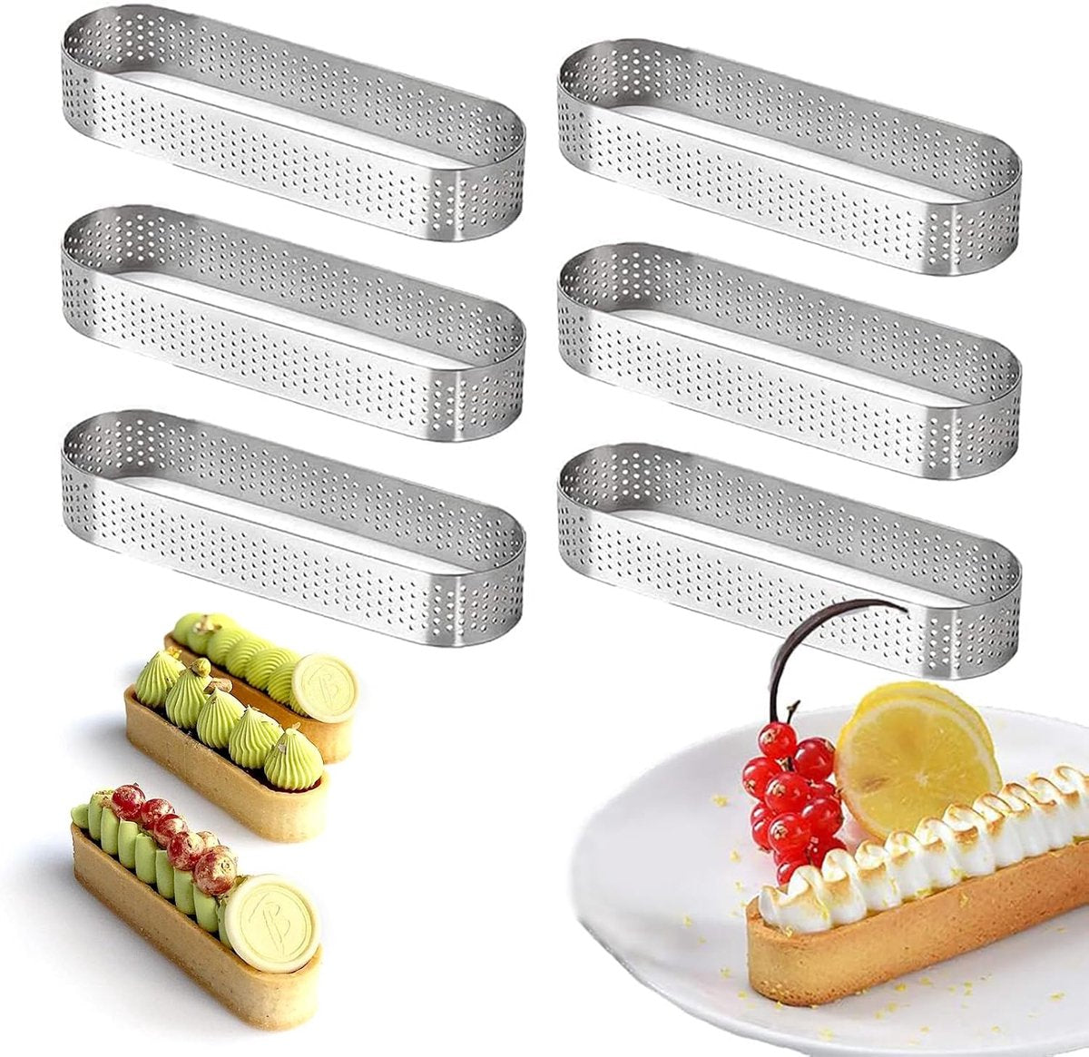 Cake ring - 6 pieces - 0.8mm*13X4.5cm - Stainless steel - Cake tin - Cake tin - Mousse cake tin - Baking tin - For baking muffins, cakes, cookies