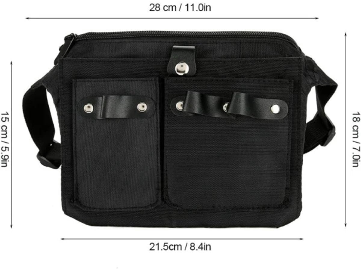Hairdresser's Bag - Hairdresser's Belt Bag - Hairdresser's Scissor Bag - Canvas - 34*18 cm - For combs, clips - Black