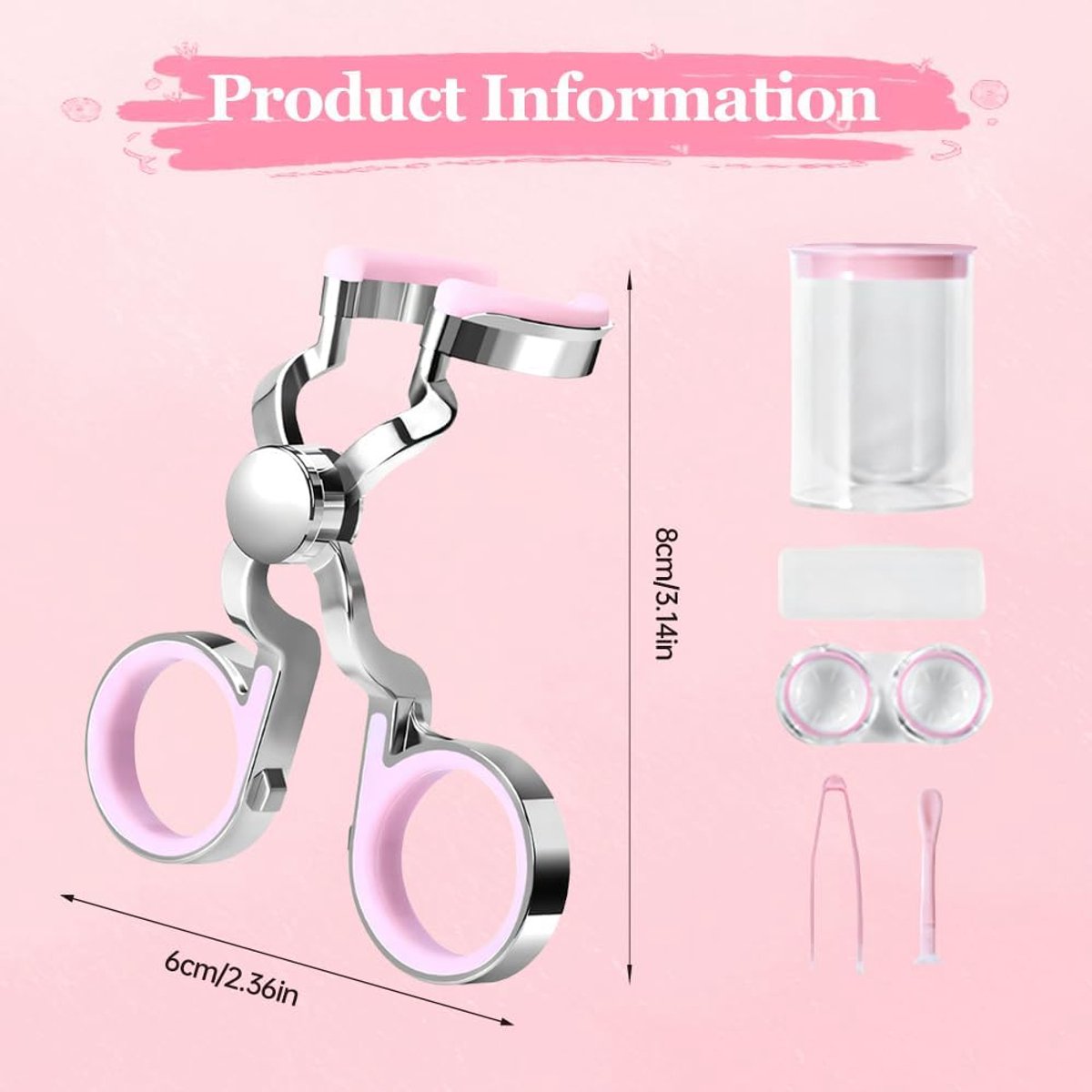 Contact Lens Wearing Aids - Eyelid Wear Aid - Contact Lens Inserter Remover - Contact Lens Eyelid Stretcher - Contact Lens Lens Aid - Lens Suction Cup - Contact Lens Holder - Silicone Soft - Pink