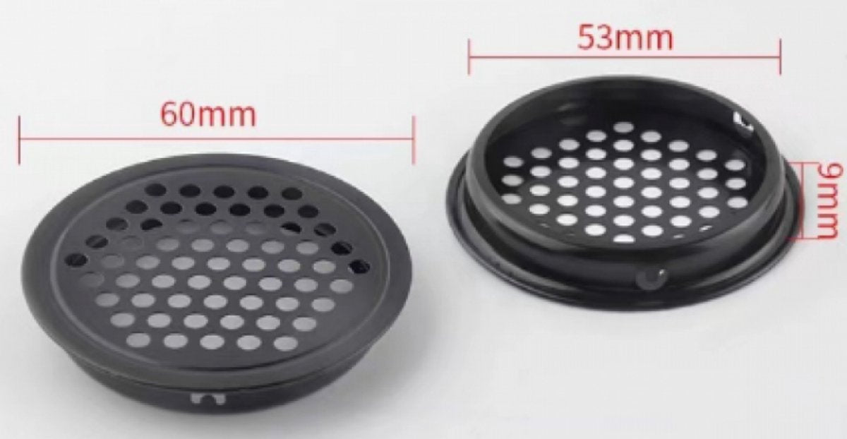 pieces - air grilles - ventilation grille cover - ventilation grille - ventilation holes - 53mm - black - round - stainless steel - for kitchen, bathroom, wardrobe, cupboard