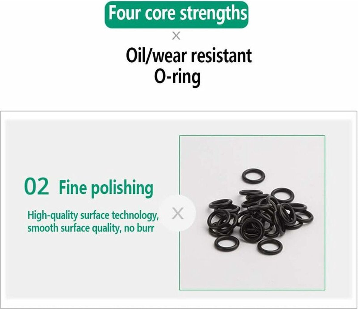 O-rings rubber rings - 225 pieces - 18 sizes - 6x2mm - with assortment box