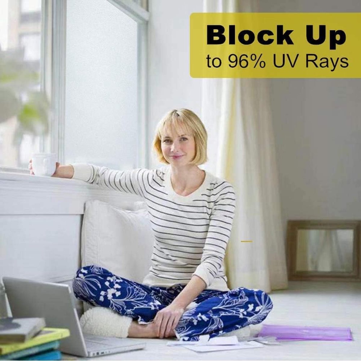 Window film - Easy installation - Glue-free adhesive film for windows and bathrooms - Static - 45cm*3m - white - PVC - Frosted