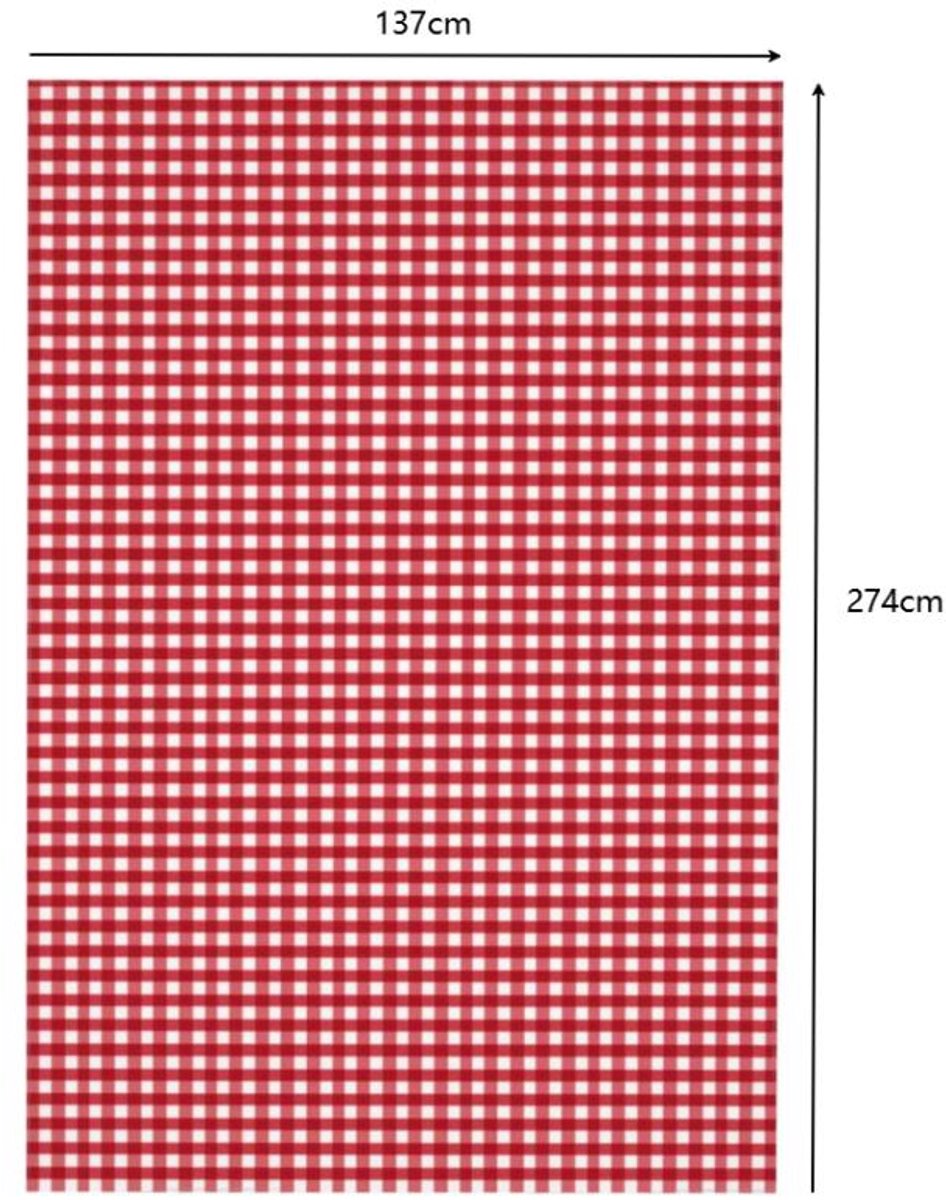 Tablecloths - Tablecloth - PEVA - Rectangular tablecloth - Water-repellent - Indoor and outdoor - Picnic tablecloth - Red checked tablecloth - Suitable for picnics, camping and parties - 137 x 274cm - Red