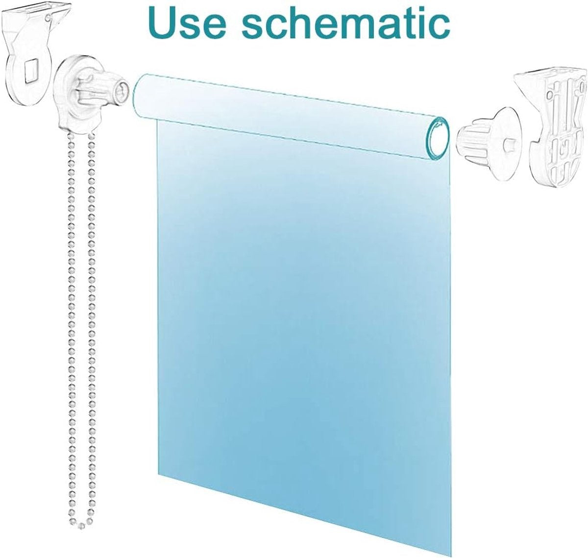 2 set - Roller blind system - roller blind fitting - bead chain - Curtain parts - window decoration accessories - roller blind chain - replacement repair kit for roller blinds - for Ø25 MM roller blind tube - with P-clips and screws - White