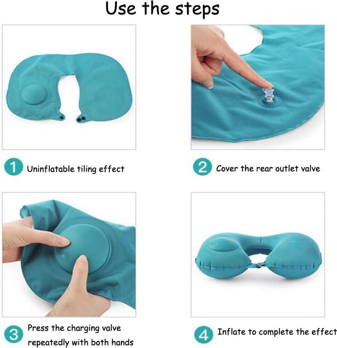Travel Pillow - Inflatable Travel Pillow - Foldable - Neck Support for Neck Pain - Soft Neck Support for Sleeping - Align and Stabilize - One Size - Neck Support - Neck Band - Suitable for Airplanes, Cars, etc.