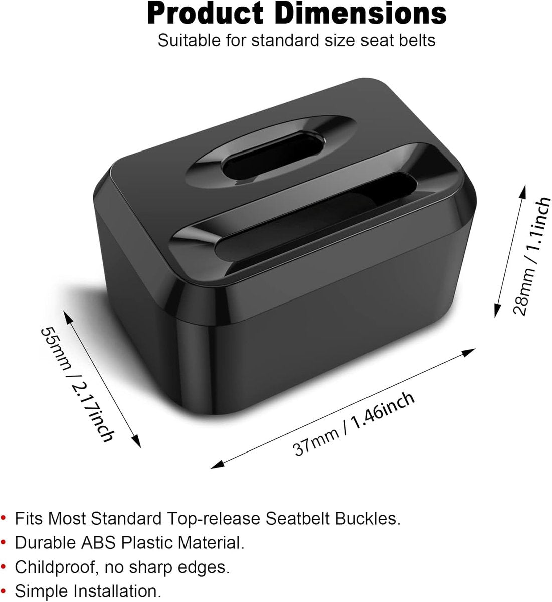 Seat belt buckle - 2 pieces - To lock the seat belt buckle - Seat belt protector child - Universal - Seat belt cover child - Black