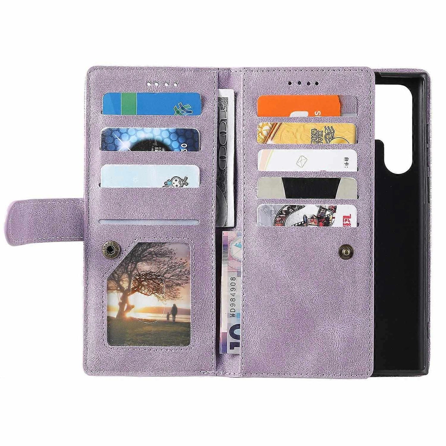 Compatible with Samsung Galaxy S25 Ultra Case PU Leather Wallet Cover with Zipper and 9 Card Slots
