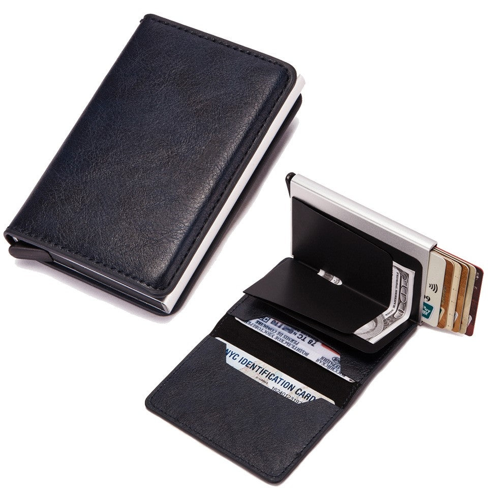 RFID NFC Card Holder Dark Blue Wallet with Protection Security Blocking