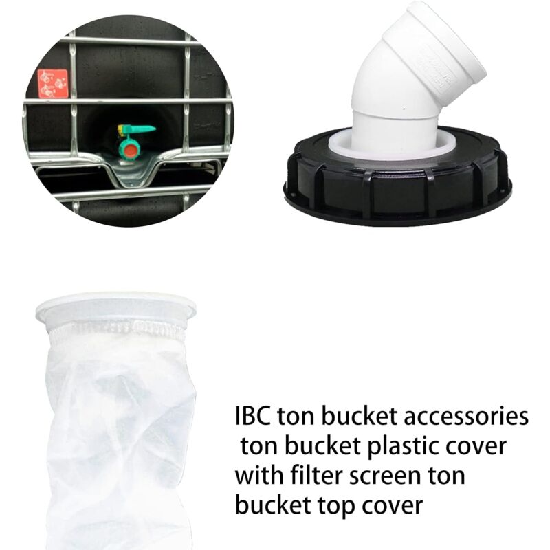 163mm Nylon Rainwater Filter with Lid, 45° Inlet, Washable, Compatible with IBC Water Tank DN 150