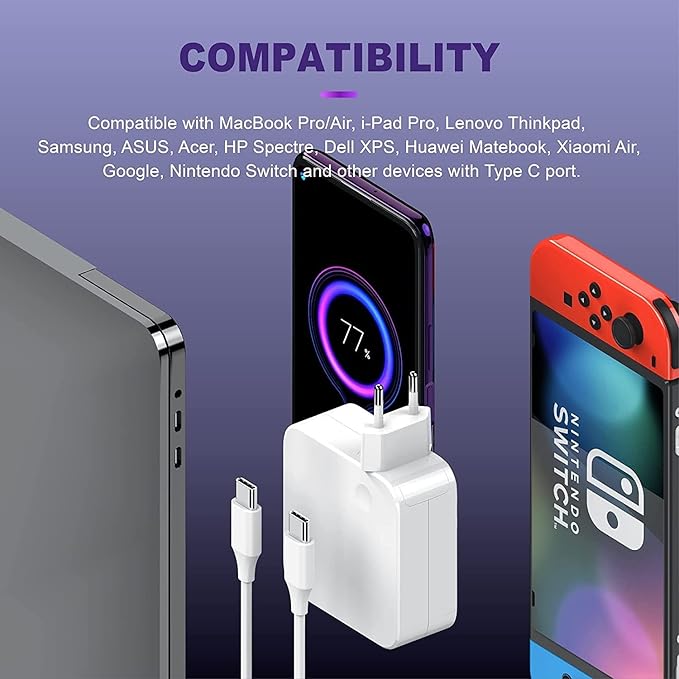 100W USB C Charger Compatible with MacBook Pro 13 14 15 inch 2024
