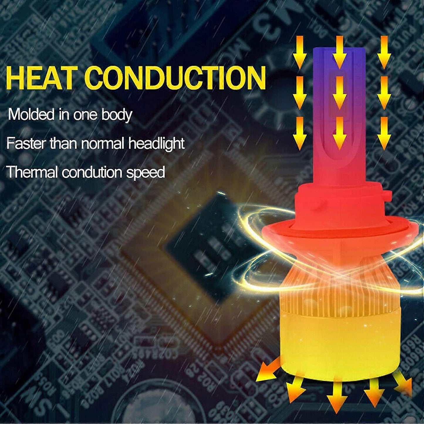 (2-pack) H13/9008 LED Headlight (Low Beam and High Beam) C6 Conversion Kit, 72W 8500LM 6500K Cool White Light