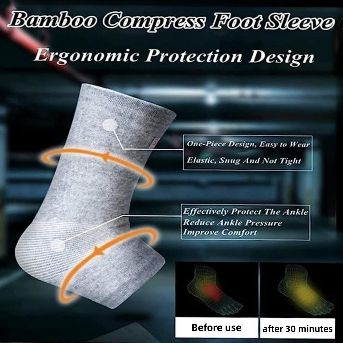 Bamboo Compression Socks, Bamboo Anti Fatigue Socks, Neuropathy Pain Relief At Bedtime,Ankle Swelling, for Sport Arthritis Pain Relief, Promote Blood Circulation, One Size Tall, Grey