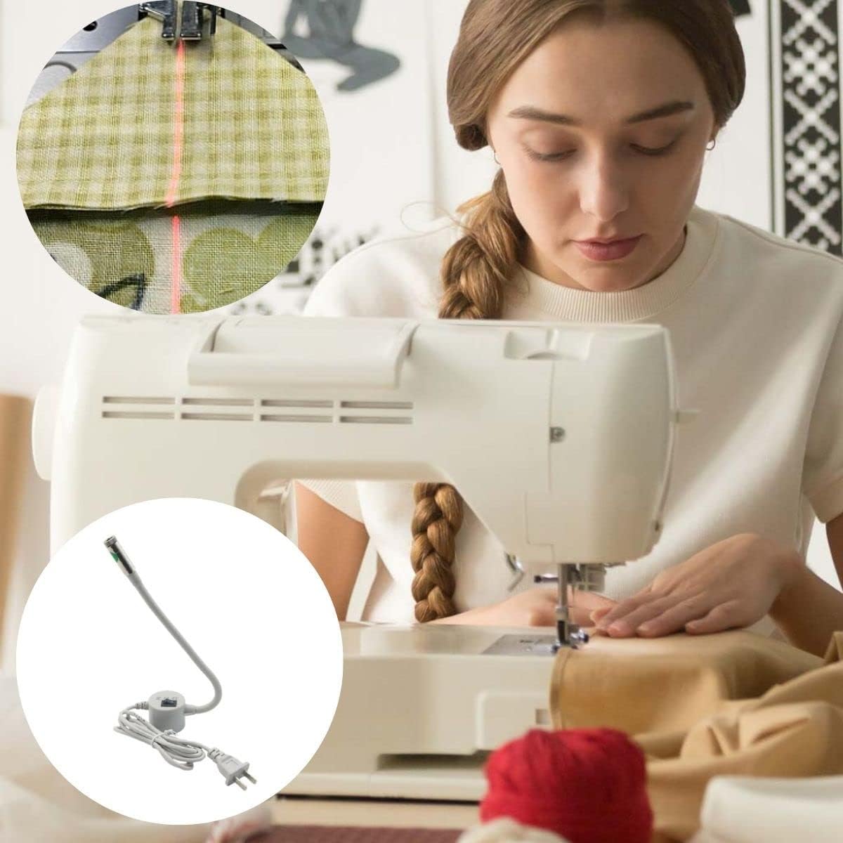 SewPro Laser Vision Guide,Sewing Machine Quilting Light , Dot , Straight Line , Crosshair , Innovative Sewing and Quilting Notion for Precise Stitching (Straight Line Sewing Laser), White