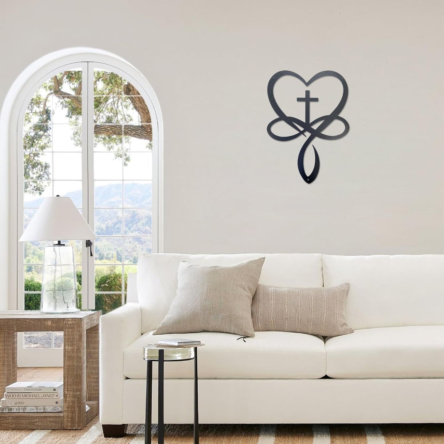 Metal Infinity Heart Cross Wall Decor, Unique Cross Decorative Wall Art, Heart And Love Sign Wall Plaques, Love Gift For Adult Home Wedding, Decor Room Bedroom Living Room Decoration(Black Iron Vein)