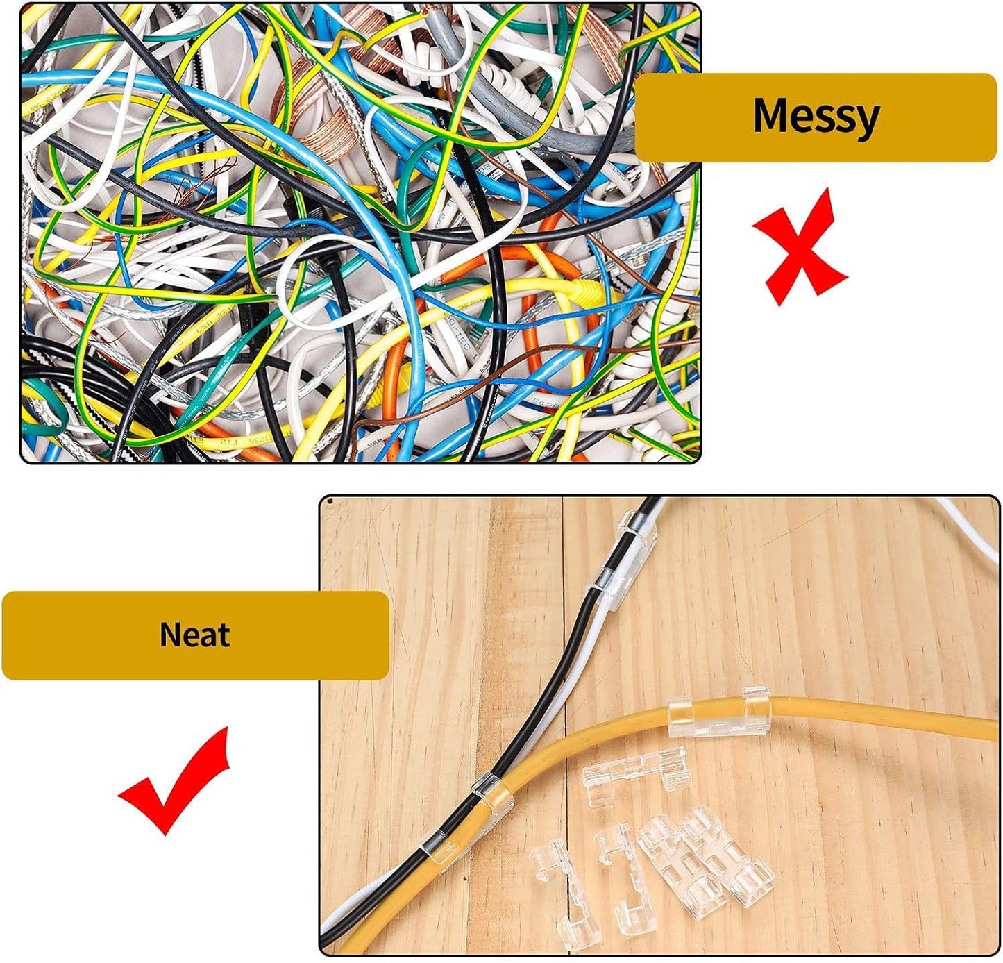 120 Pcs Adhesive Cable Clips, Cable Management Clips, Clear Cable Organizer, Cord Holder, Wire Clips, Sticky Cable Wire Cord Clips Holder for Car Office Home Desktop PC TV Laptop Ethernet Cable
