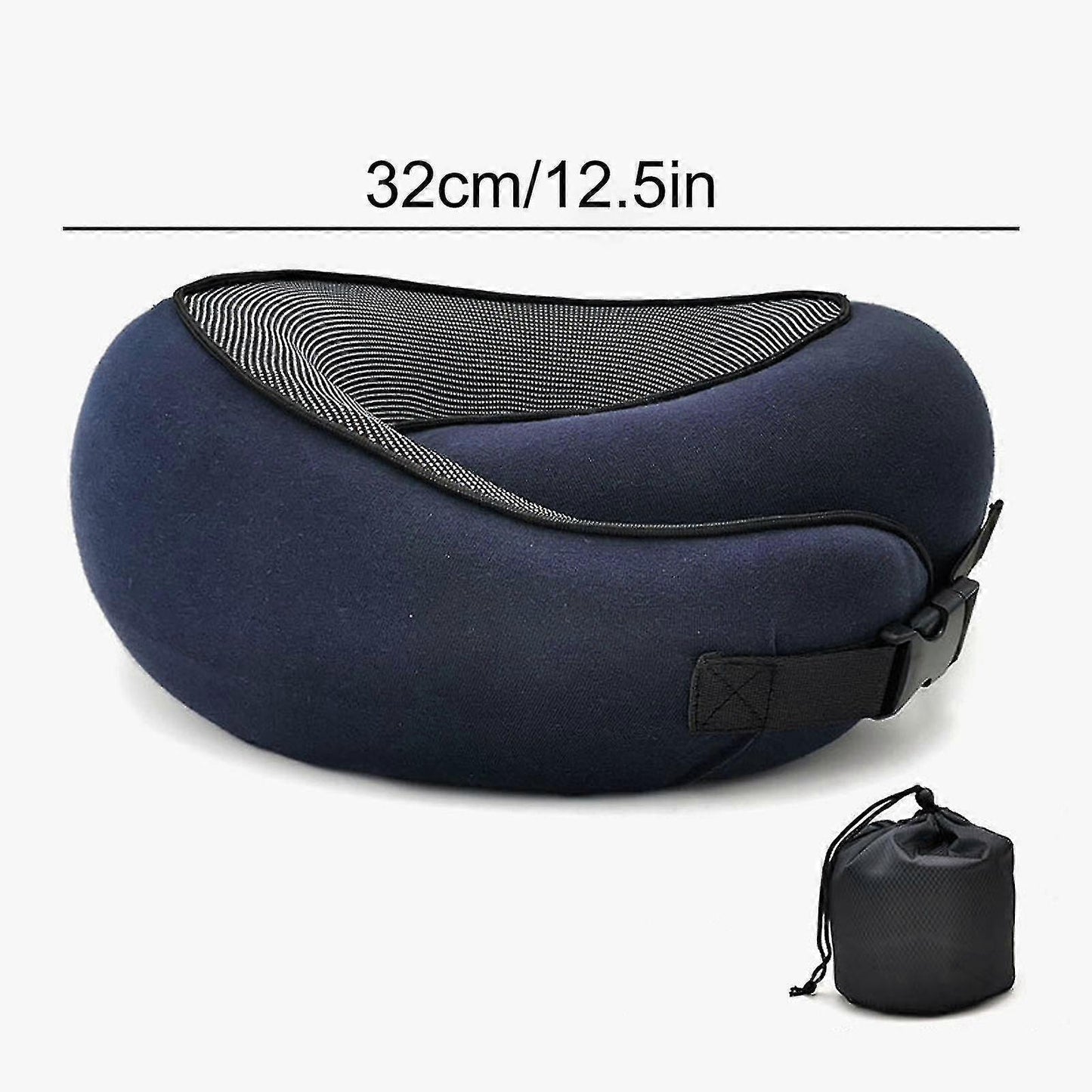 Memory Foam Travel Neck Pillow U-Shaped, Cervical Support Pillow for Airplane Sleep, Black