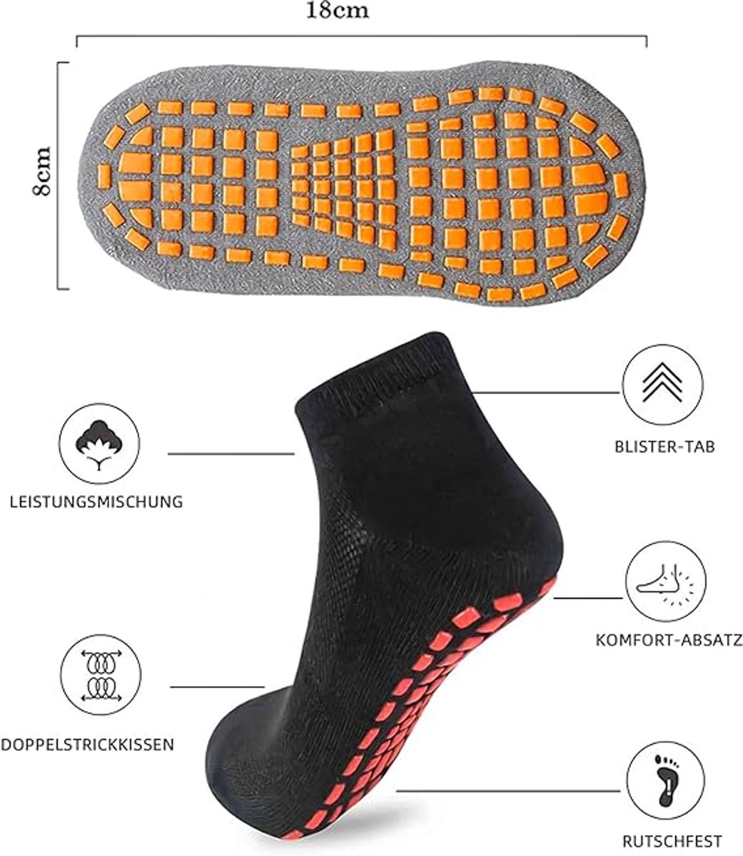 Yoga Socks - 2 Pairs of Non-Slip Socks - Barefoot - Yoga Socks - Non-Slip - Pilates - Home - Socks with Embossed Dots - Black - Navy Blue