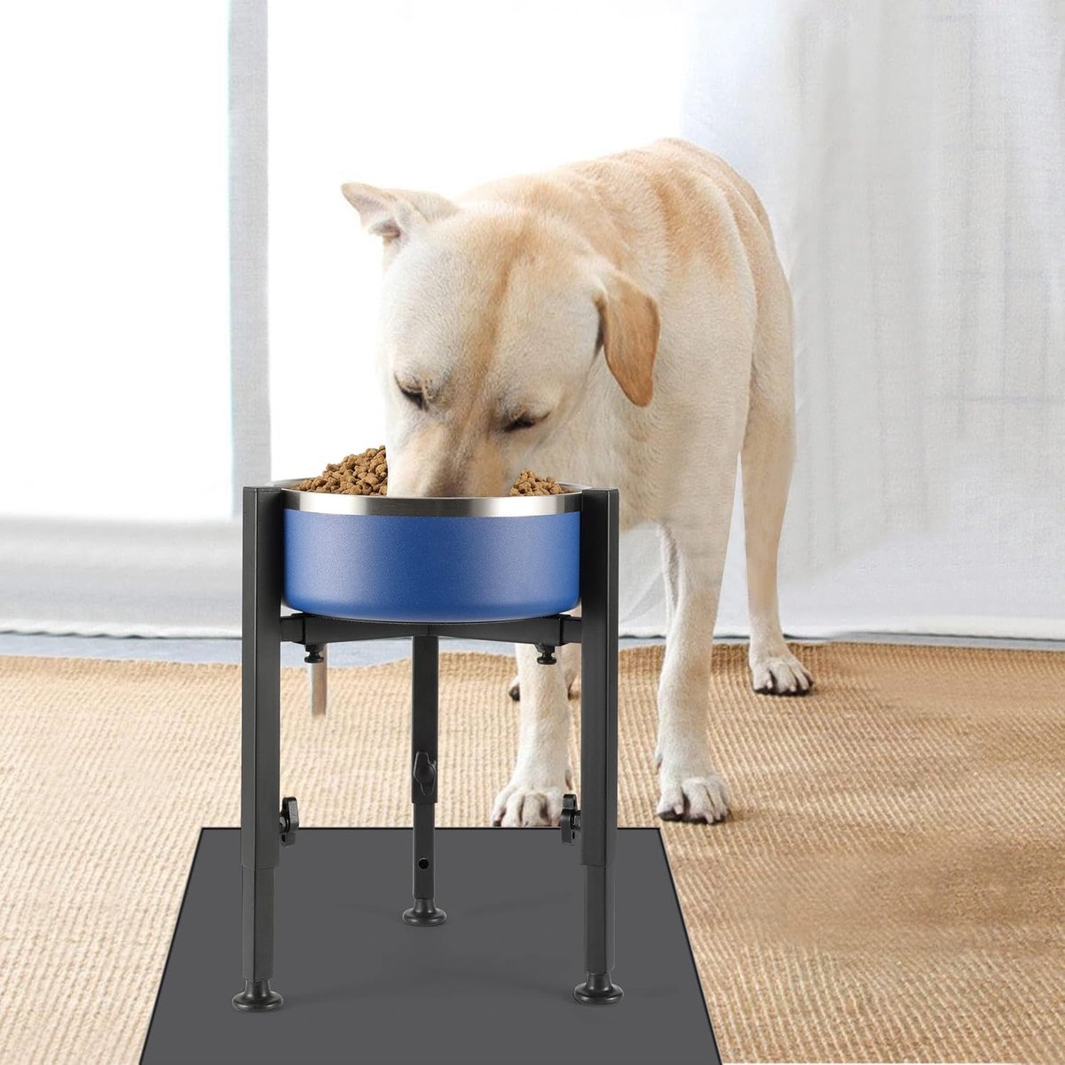 Dog Food Bowl Stand - Metal Elevated Dog Food Dispenser - Adjustable Dog Food Bowl Stand - Suitable for Large, Medium, and Small Dogs - Black (food bowl not included)