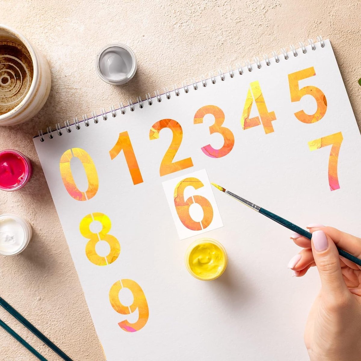 Number Stencil Set - Address Stencils 0-9 - Reusable Plastic Number Stencils - Cake Stencils - Paint by Number Stencils 6 inch