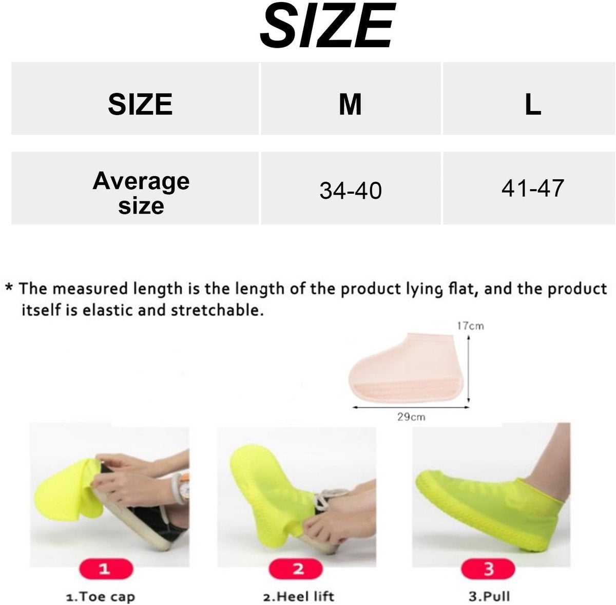 Overshoes - 1 Pair - Waterproof Silicone Overshoes - Reusable, Non-slip, Suitable for Outdoor Activities (Yellow - Size L)