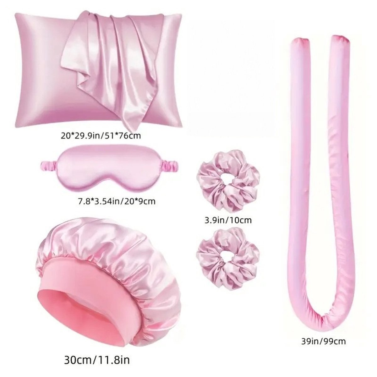 Hair Rollers - 6-Piece - Heatless Curling Iron - Heatless Curls - Curls without Heat - Includes Hair Clip and Satin Sleep Cap (Black)
