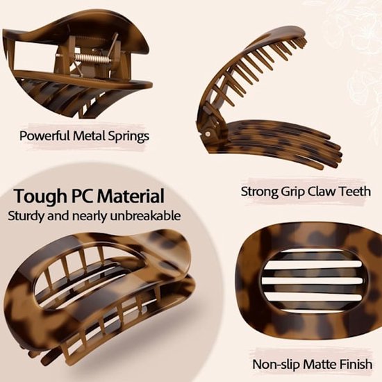 Women's Hair Clips - Curved Design - Perfect for Lying or Running - Matte Finish for a Secure Hold - Suitable for Thin or Thick Hair - 4 Pieces