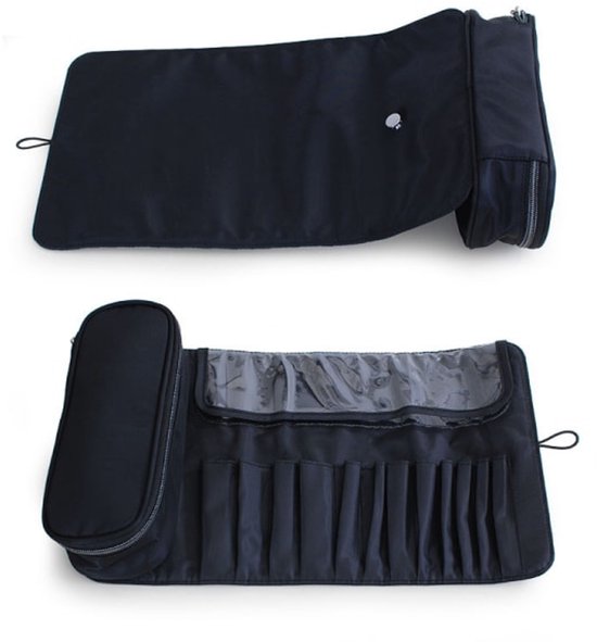 Makeup Bag - Professional Foldable Travel Brush Bag - For Makeup Brushes - Black