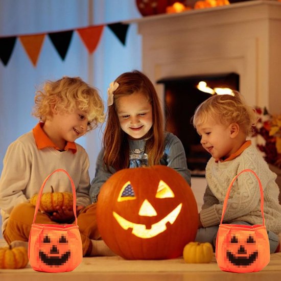 2-Pack Halloween Pumpkin Candy Bags - Halloween Pumpkin Bag Magic Candy Bags - Candy Bags - Pumpkin Collection Bags - Suitable for Halloween Party Masquerade Decorations