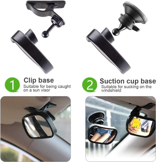 Car rearview mirror - 1 mirror with 2 brackets - Backseat baby car rearview mirror - Child rearview mirror - Child safety mirror - Adjustable car rearview mirror - 360° rotatable