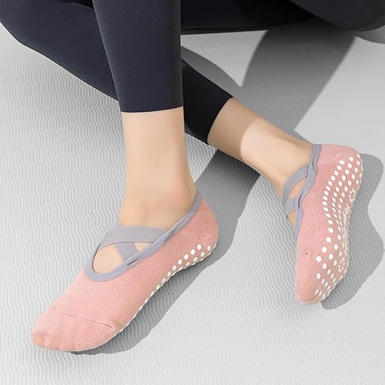 Yoga socks (2 pairs) - Non-slip socks - Women's non-slip yoga socks - Sizes 35-41 - Women's Pilates socks, non-slip - Fitness non-slip - Suitable for Pilates, Dance, Fitness